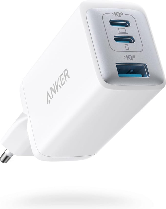 Anker-oplader 735 (Nano II 65W) Wit, USB-C-oplader, PPS 3-poorts compacte opvouwbare snellader