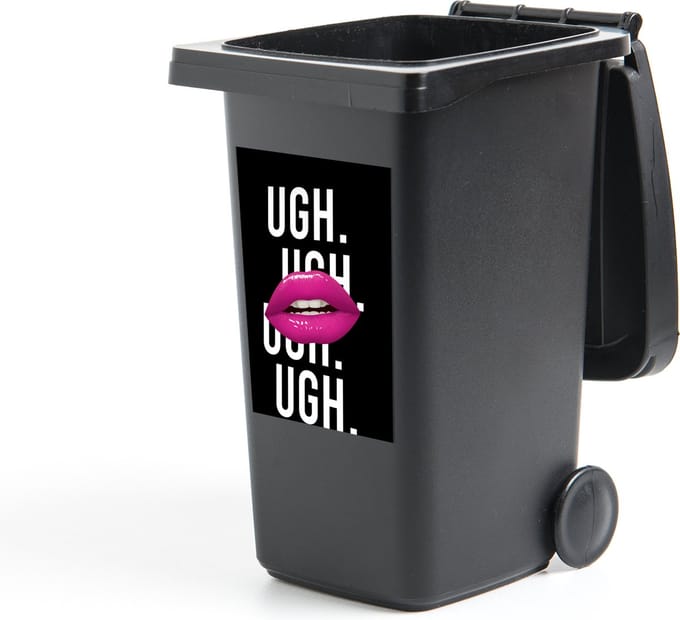 Container sticker Kinderen - Spreuken - Mond - Quotes - Ugh. Ugh. Ugh. Ugh - Roze - 40x60 cm - Kliko sticker