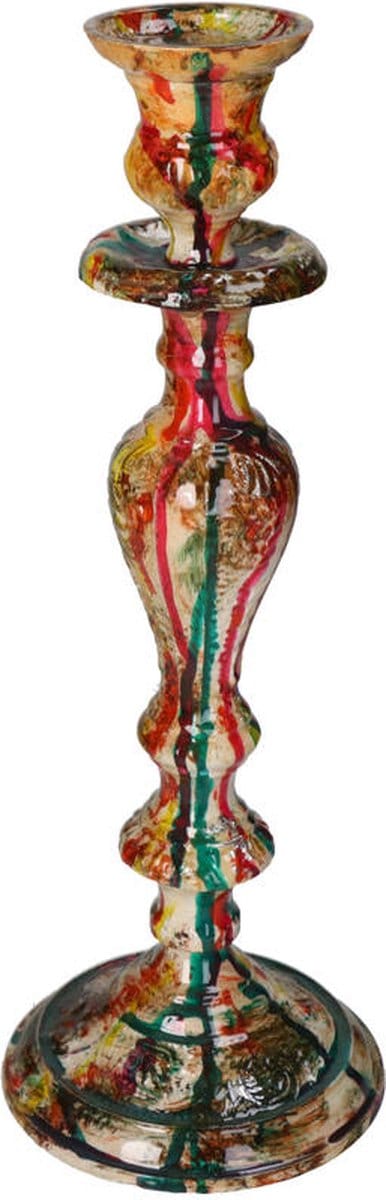 Kaarsenhouder - Beschilderd Meerderkleurig - ↑ 33 cm
