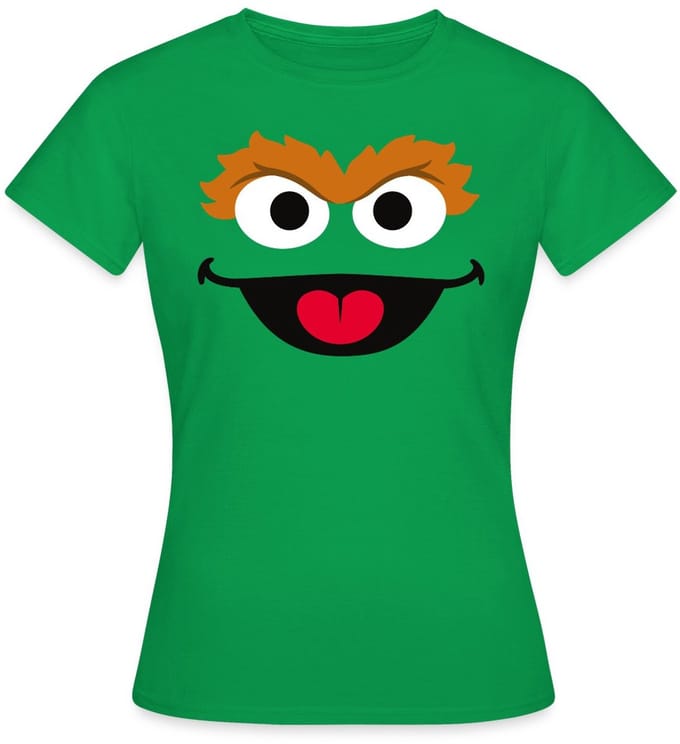 Sesamstraat Oscar Gezicht Kostuum T-Shirt Dames