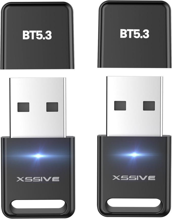 Xssive BTR02 Bluetooth 5.3 Transmitter & Receiver - 2 Stuks - USB Bluetooth Adapter voor Audio, Bluetooth, Draadloze Muis, Toetsenbord, PC etc.,