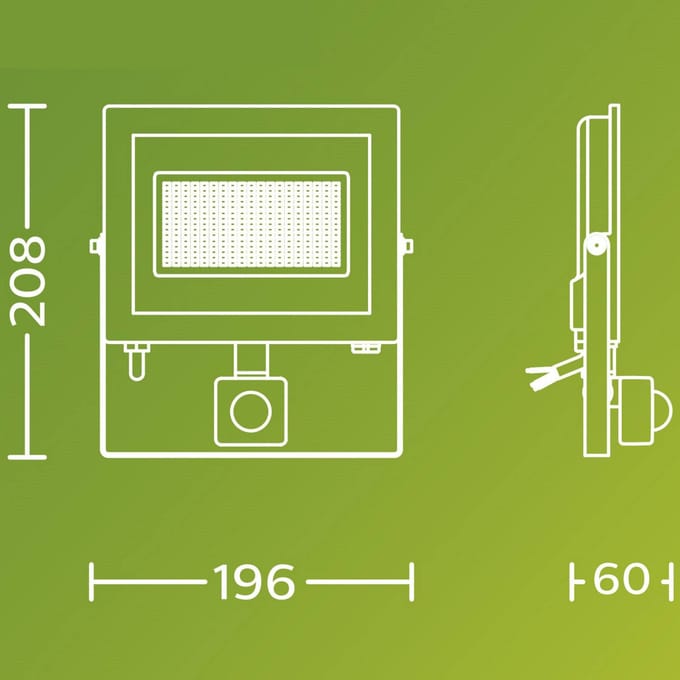 Philips Lois floodlight - UltraEfficient LED - Zwart - 15W - Helder warm licht; 3000K - Bewegingssensor - Verstraler