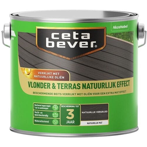 Cetabever Buitenbeits Vlonder & Terras Natuurlijk Effect - Natuurlijk Vergrijsd - Mat - 2,5l