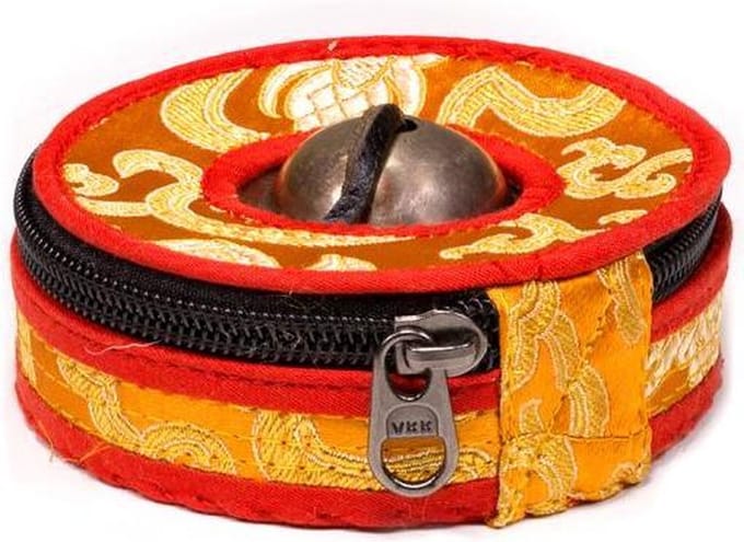 Tingsha Case Oranje/rood Groot - 9 cm