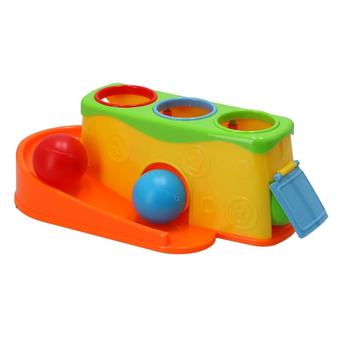 KiddyGo hamerbank speelgoed met 3 gekleurde ballen - educatief.