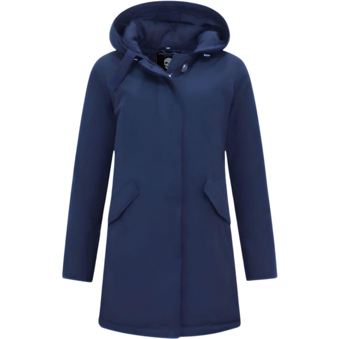 Jas met Capuchon Dames - Lange Winterjas Dames - Getailleerde Jas - Blauwe Jas