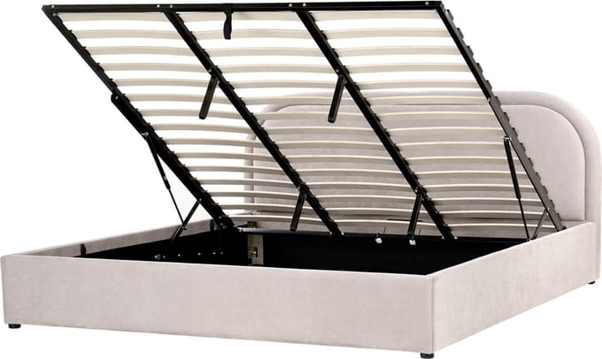 QUILLIEN - Bed met opbergruimte - Taupe - 180 x 200 cm - Polyester