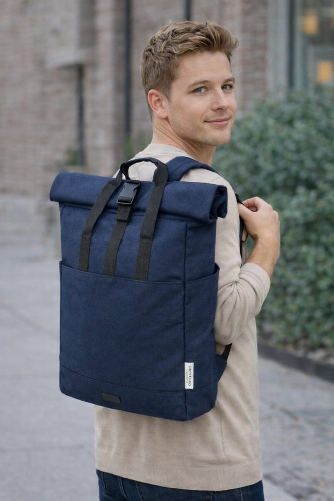 Laptoptas rugzak canvas rolltop