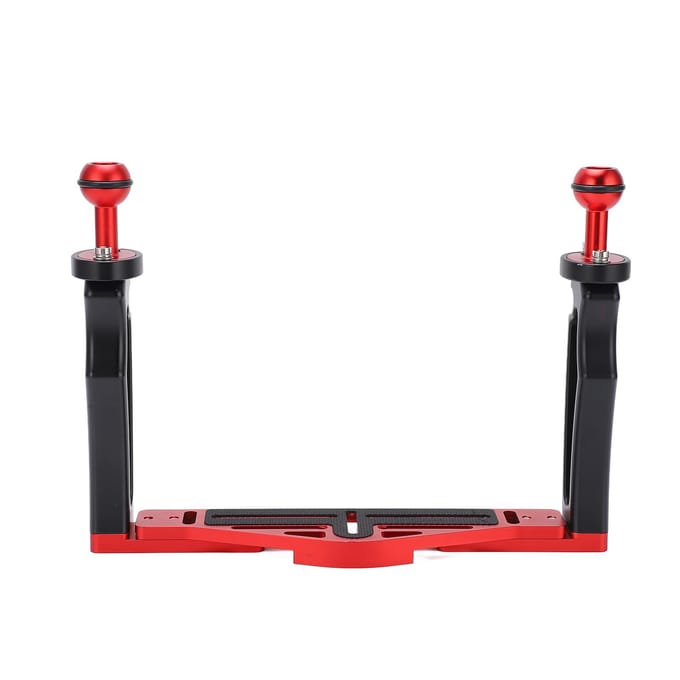 Dubbele Handgreep Tray Stabilisator Rig Duiken Onderwater Camera Behuizing Case Tray Mount black