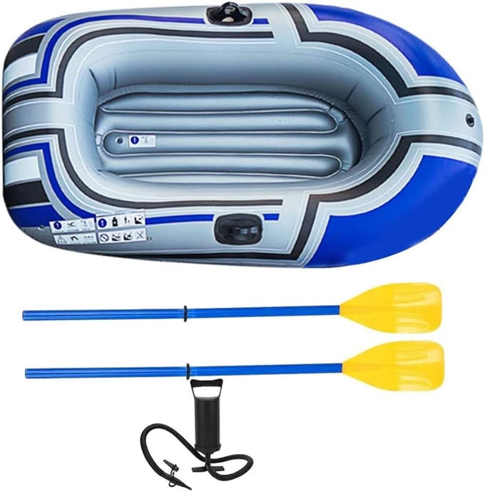 Opblaasbare Rubberboot voor 1 Persoon met Harde Bodem - Inclusief Peddels en Pomp