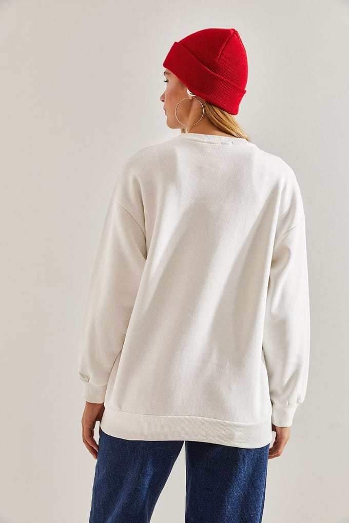 Crew Neck Logo Print Relaxed Fit Sweatshirt