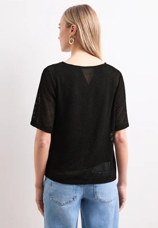 2-in-1 shirt van mesh met boothals