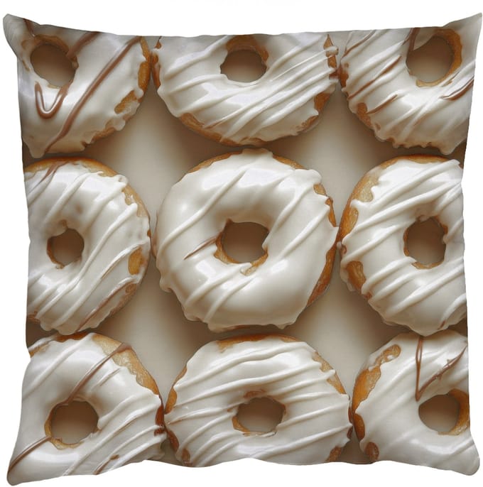 Sierkussens - Kussentjes Woonkamer - 40x40 cm - Donuts - Chocolade - Wit - Beige