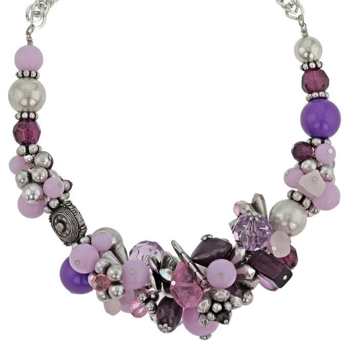 Korte Statement Ketting met Paarse Kralen