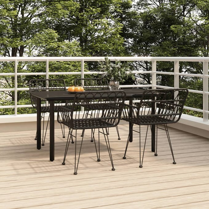 vidaXL - 5-delige - Tuinset - poly - rattan - zwart