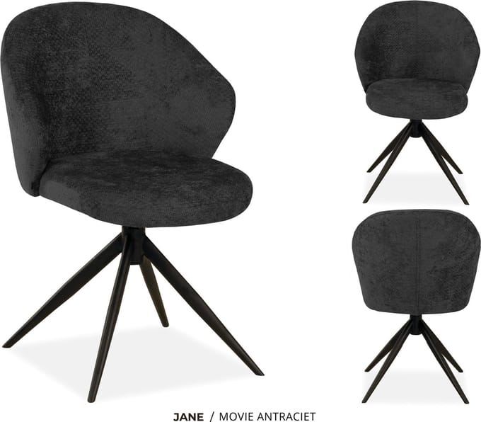 MX Sofa Eetkamer stoel Jane - kleur: Antraciet - set van 2 stoelen