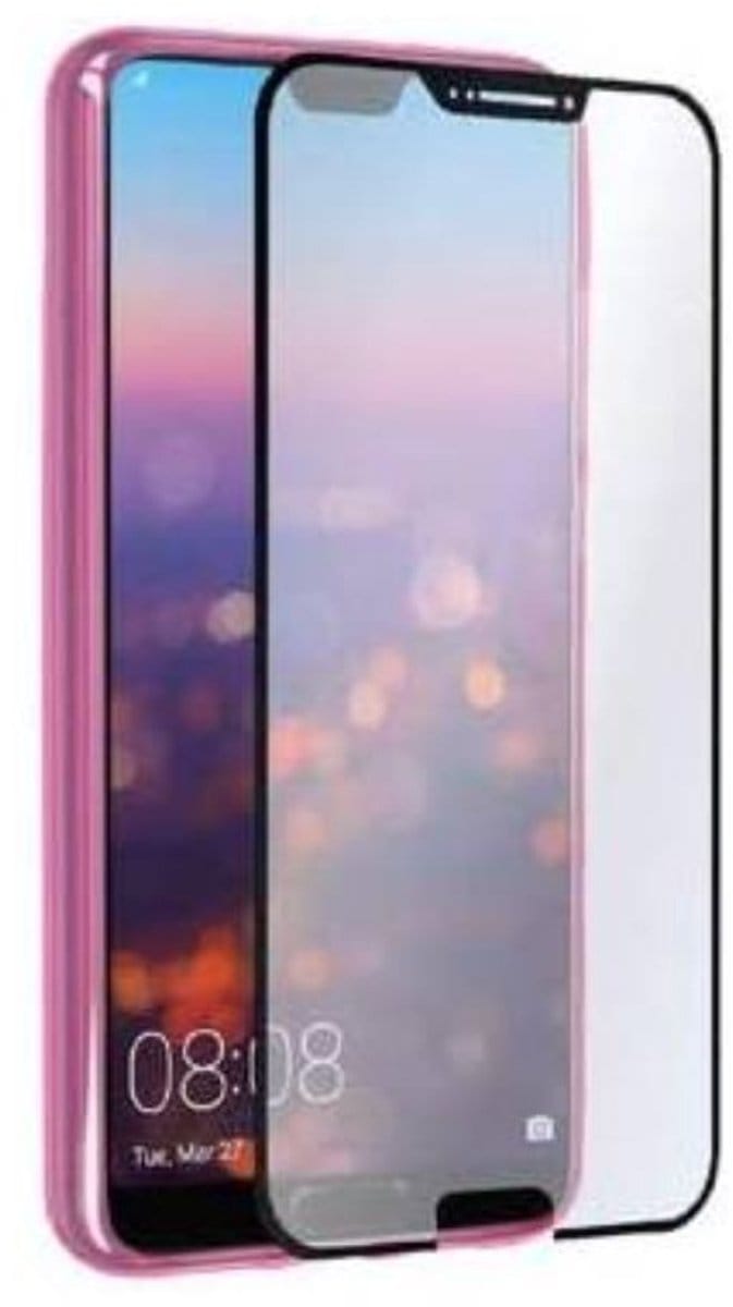 MYWAY, Screenprotector geschikt voor Huawei P30 Lite - Tempered Glass 9H 0.3mm, Transparant zwart