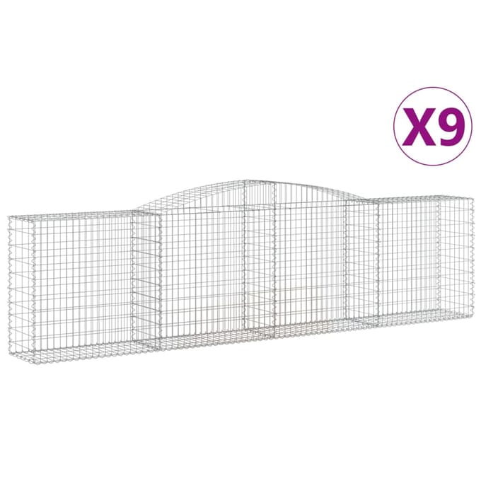 vidaXL - Schanskorven - 9 - st - gewelfd - 400x50x100/120 - cm - ijzer