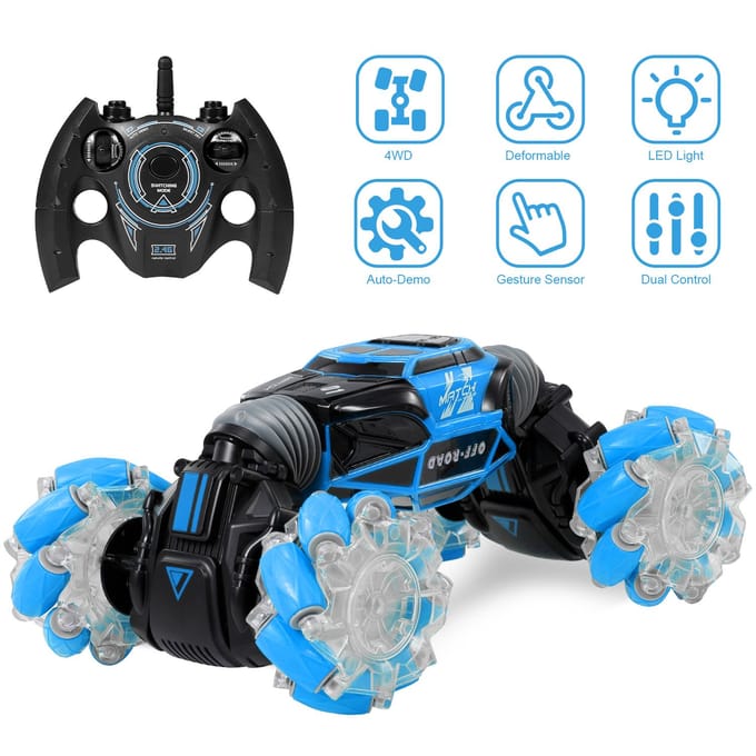 RC Stunt Auto 4WD Horloge Gebaar Sensor Controle Vervormbare Elektrische Auto All-Terrain Transformeerbare Auto rood