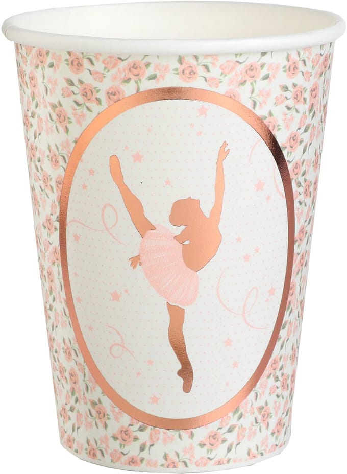 SANTEX - 10 kartonnen bekers ballerina 7,8 x 9,7 cm roségoud