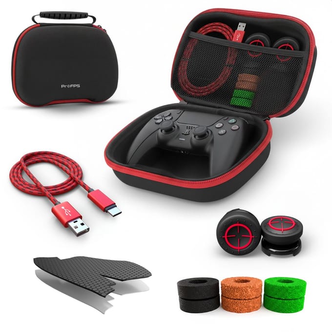 ProFPS Accessoirepakket Pro voor PS5 Controller – Case, Grips, Thumbsticks, Precision Rings & Oplaadkabel