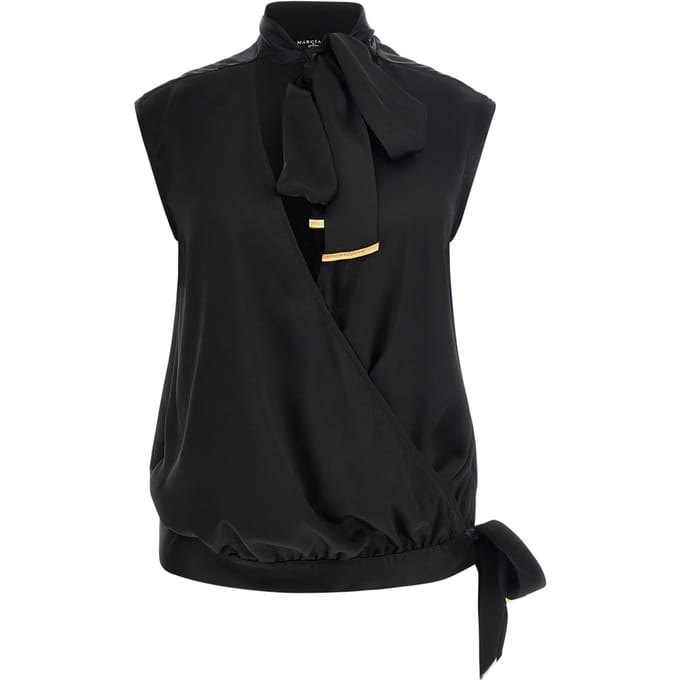 GUESS Linda Wrap Top Jet Black A996 Größe: 46 | Blusen Outlet | Damen | Schwarz