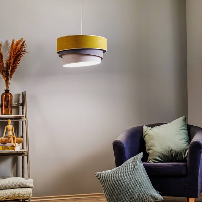 Duolla Hanglamp Pastel Trio mosterd/grijs/lichtgrijs