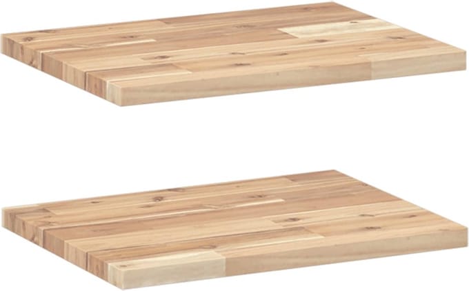 vidaXL - Wandschappen - 2 - st - zwevend - 60x30x2 - cm - onbehandeld - acaciahout