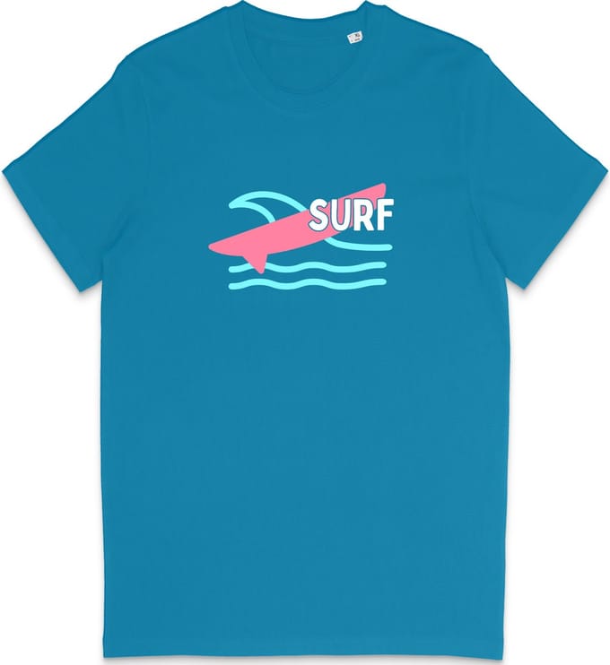T Shirt Heren Dames - Surf - Grafische Print - Blauw - M