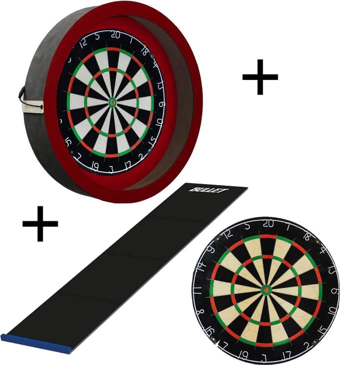 Sorpresa PRO - Complete PRO - rood-zwart - Darts Set Plain - dartmat - dartbord verlichting