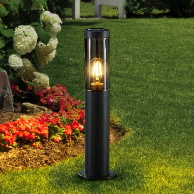 Lindby - Sokkellampen - 1licht - ijzer - H: 45 cm - E27 - antraciet, transparant