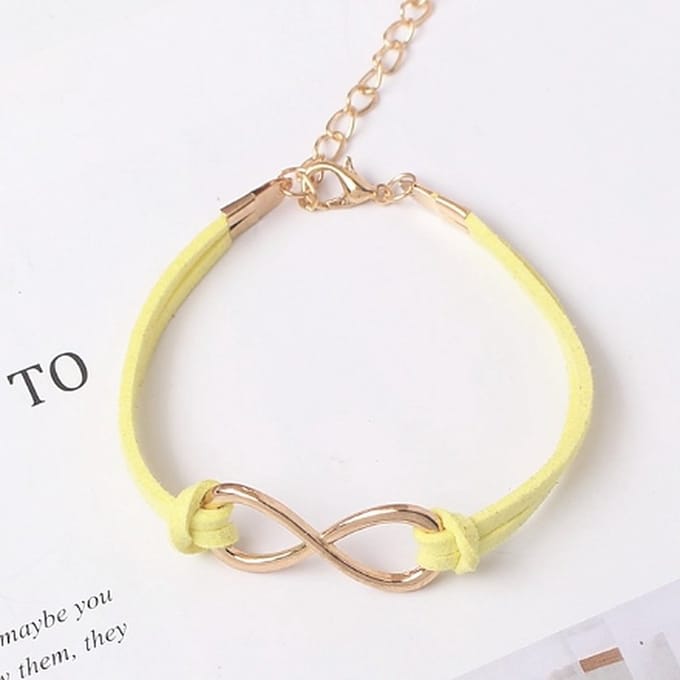 TVR-Wares® | Infinity armband geel touw | Klemsluiting | Verstelbare maat