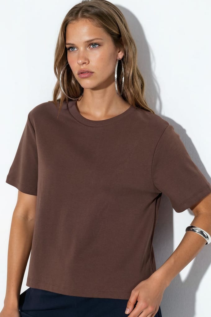 Ronde Hals Katoenen T-Shirt