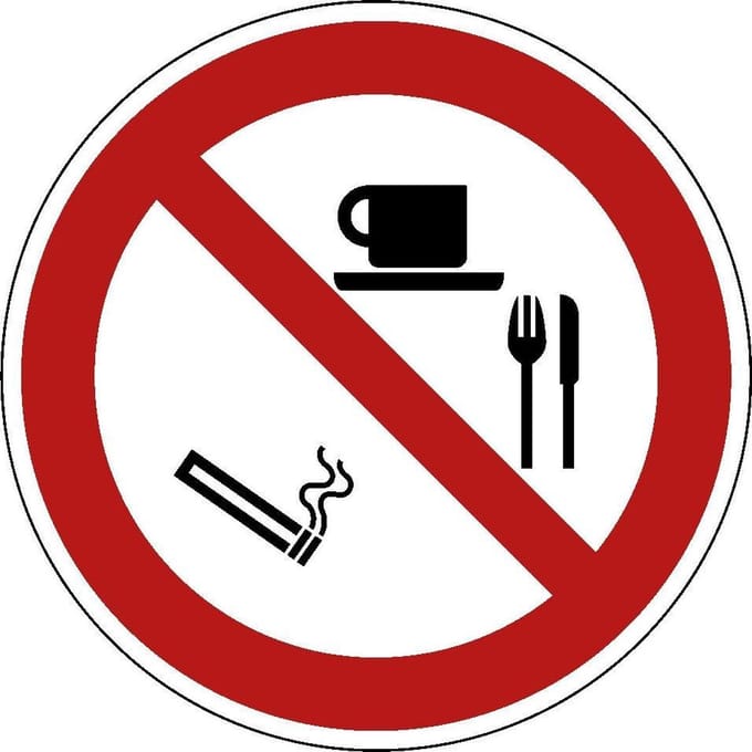 Verboden roken, eten en drinken sticker 200 mm