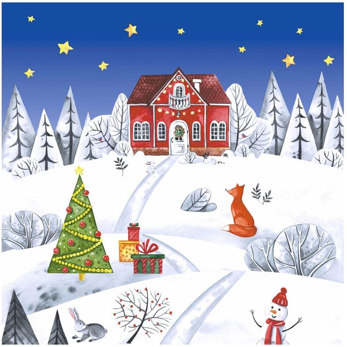 Servet "Kerstmis in het dorp" - 20 stuks