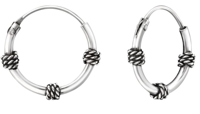 Joy|S - Zilveren Bali oorringen 12 mm - geoxideerd - t41