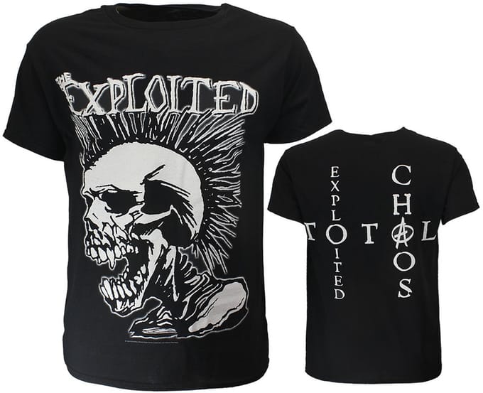 The Exploited Mohican Skull T-Shirt - Officiële Merchandise - S