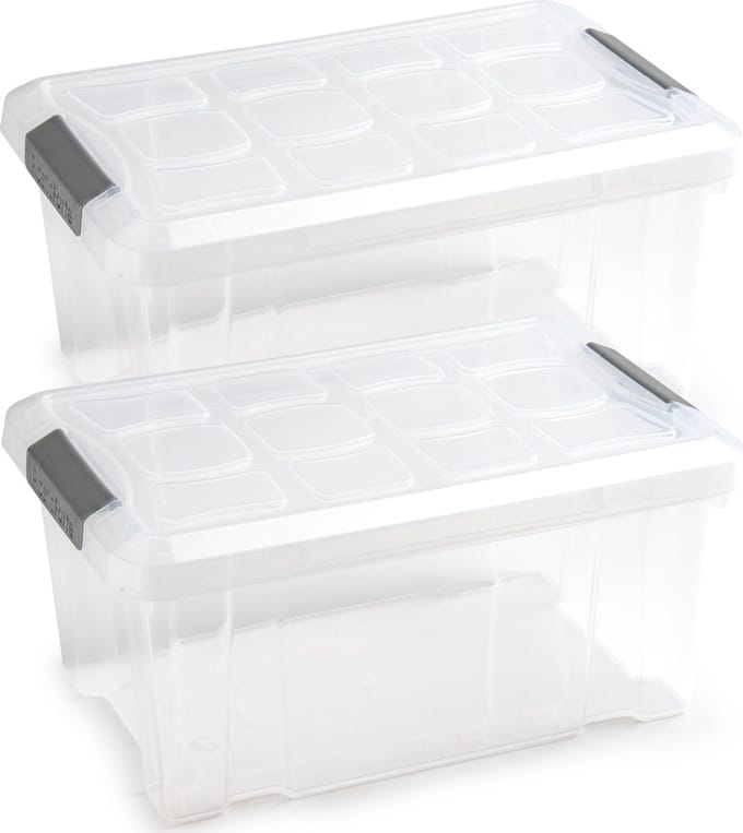 PlasticForte Opbergbak met deksel - 3x - 5 liter - transparant - 29 x 19 x 14 cm - opslagbak