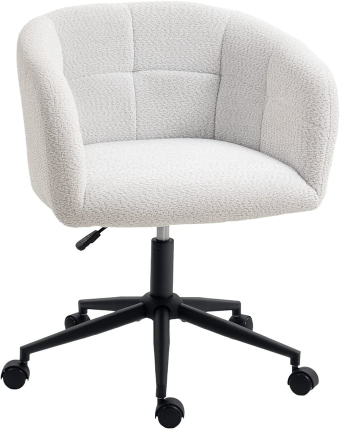 HOMCOM bureaustoel - polyester/schuim/staal - 65x59x85 - crème+zwart