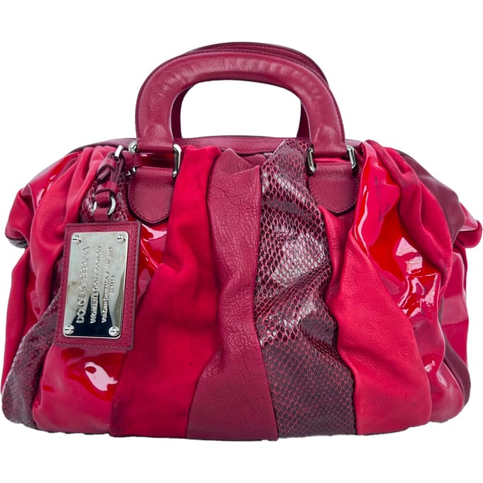 Dolce & Gabbana Handtas met Slangehuidaccent in Bordeau lederen