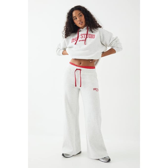 Dames DSGN Studio Geborduurd Straight Leg Joggingbroek | Ash Grey | Maat: XL