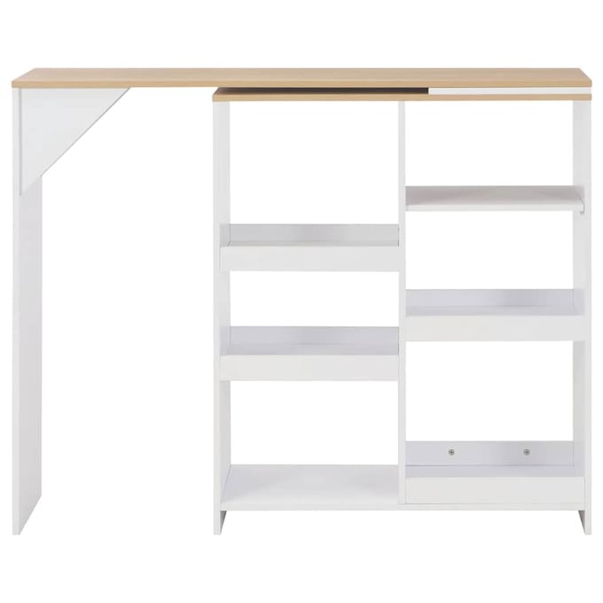 vidaXL - Bartafel - met - verplaatsbaar - schap - 138x39x110 - cm - wit