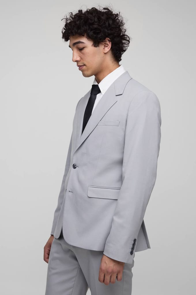 Slim Single Breasted Suit Jacket | Grey | Size 48