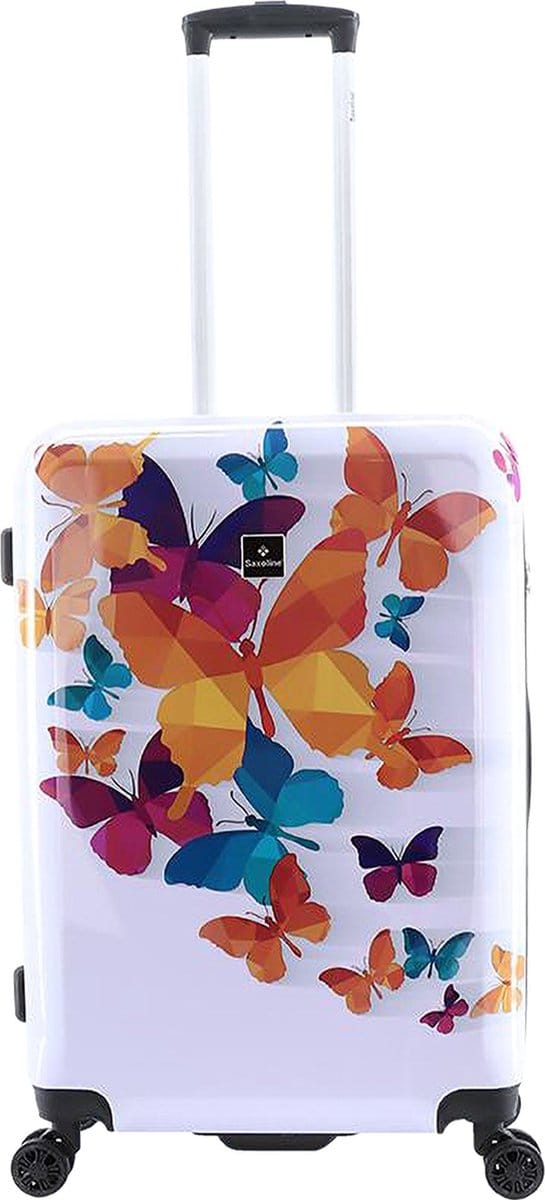 Saxoline Harde Koffer / Trolley / Reiskoffer - 66 cm (Medium) - Butterfly Fun Print - Bedrukt / Medium