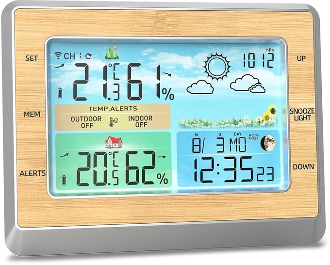 Klok - Weerstation - 6 inch - Draadloos - Multifunctioneel - LED