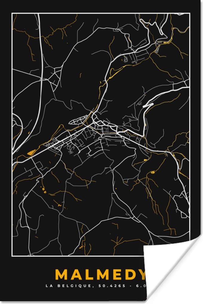 Poster Malmedy - Goud - Plattegrond - Kaart - Stadskaart - 40x60 cm