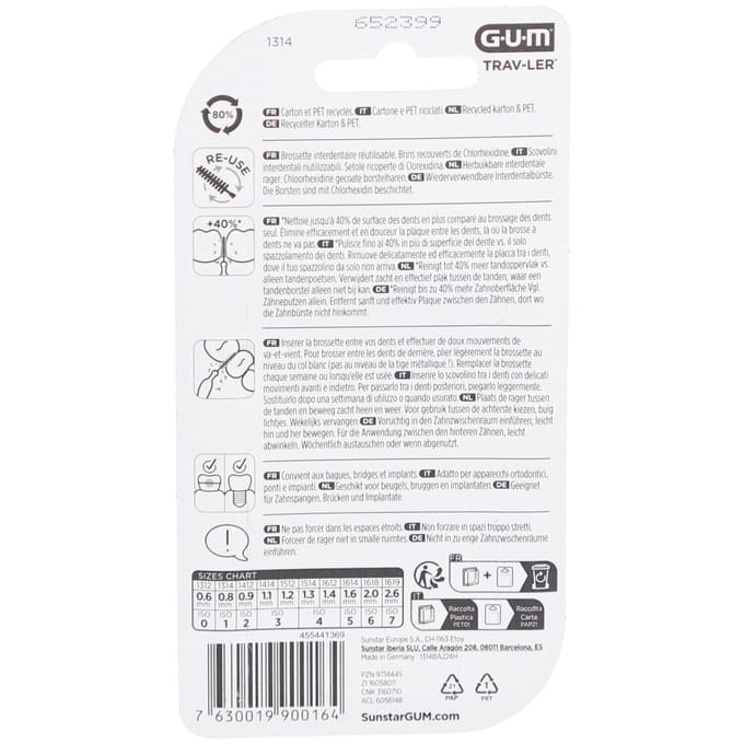 GUM® TRAV-LER® rager 0.8 mm 6 Tandenborstel