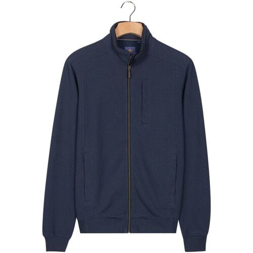 Baileys Vest Sweat Cardigan Zip Uni Color Hi-Low Structure Interlock Dark Denim Blue / male