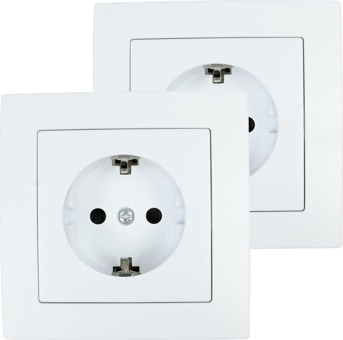 Benson Stopcontact RA - 2x - wit - inbouw - kunststof - 8 x 8 cm