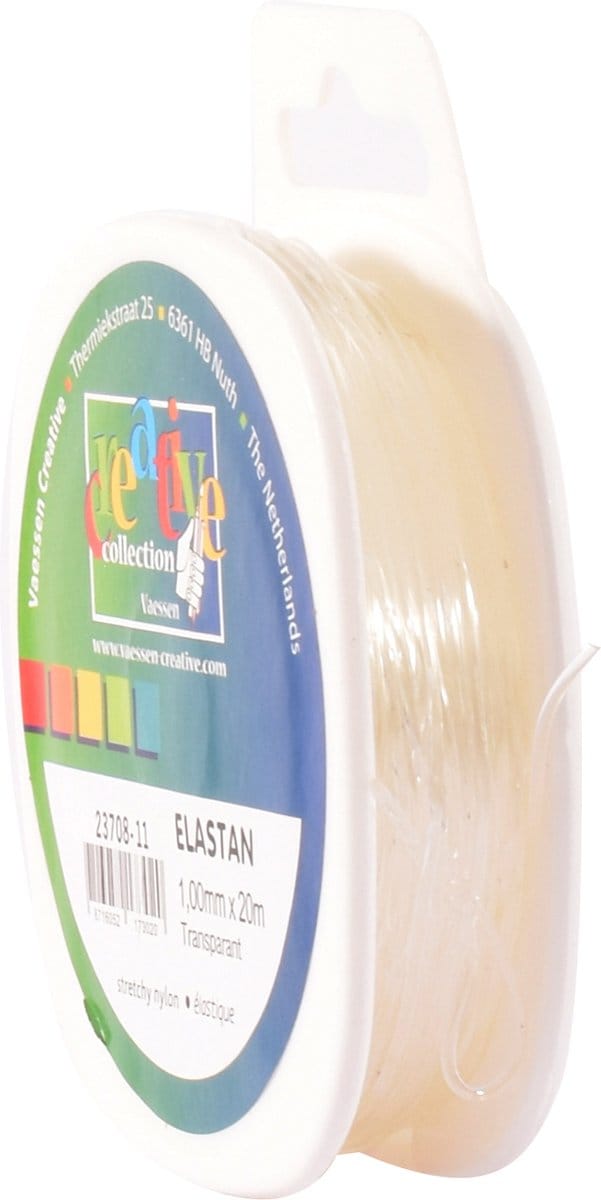 Vaessen Creative Elastan Koord - Elastisch - 1mmx20m - Transparant